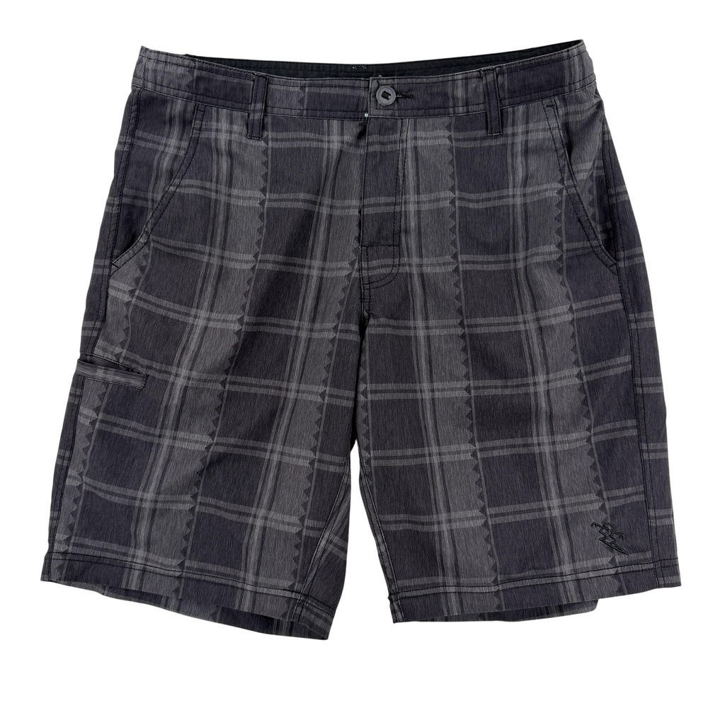 DaHui Shorts Mens 34 Gray Plaid Hybrid Chino Microfiber 11 Inseam Casual Stretch
